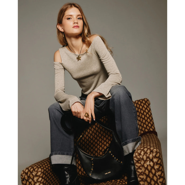 Top de mujer con manga larga y brillo