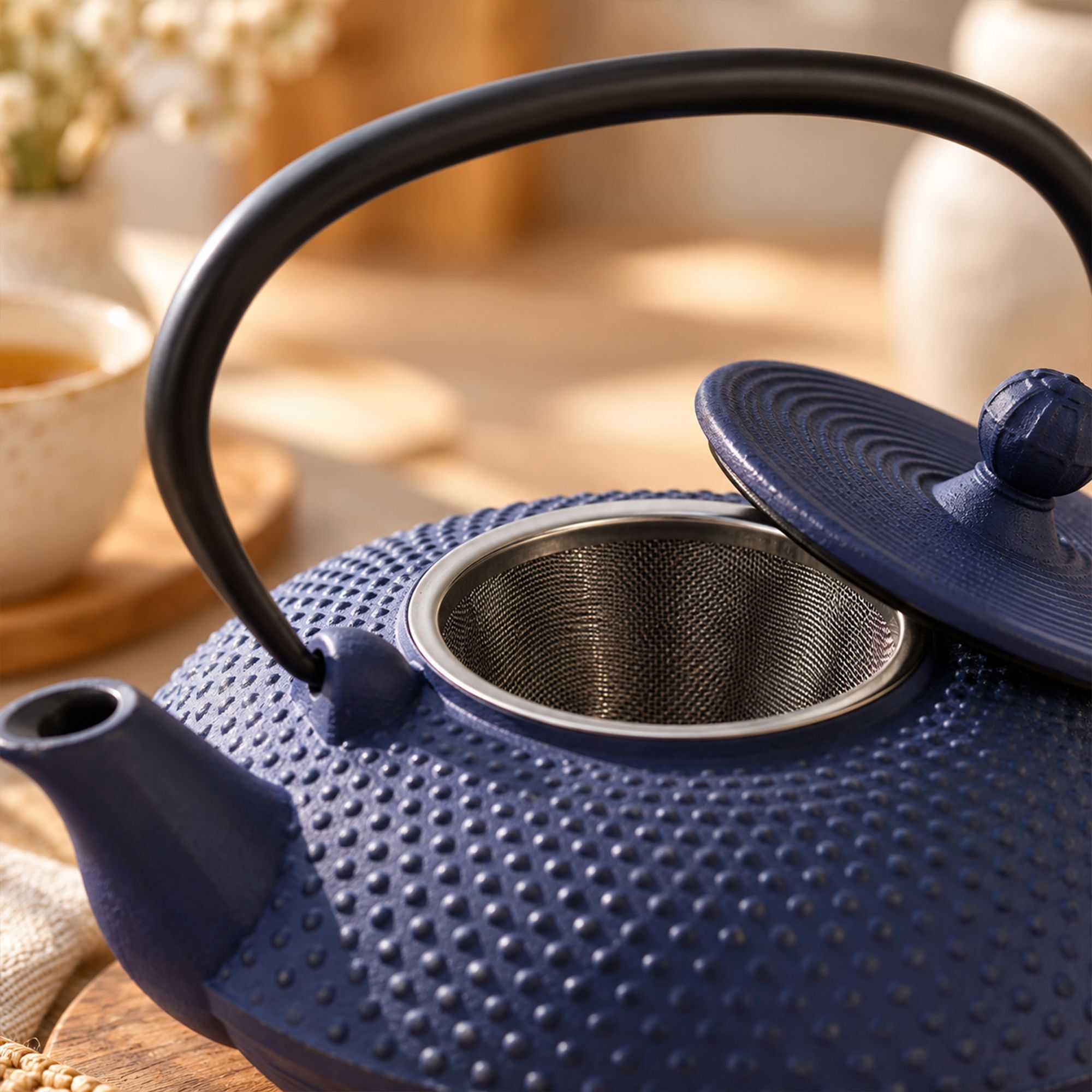Théière en fonte bleue 0,8L TRESOR D'ASIE