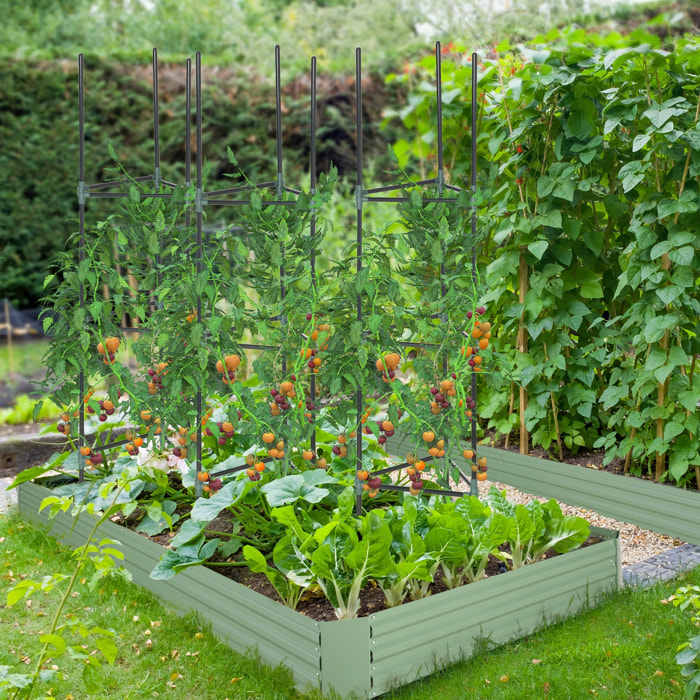 Juego de 3 Enrejados de Jardín Soportes para Plantas Trepadoras con Marco de Acero para Frutas Verduras Flores Decoración Exterior Patio Terraza 38x38x182 cm Verde