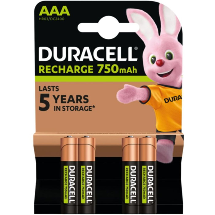 Pile rechargeable DURACELL AAA/LR03 PLUS POWER 750 mAh, x4