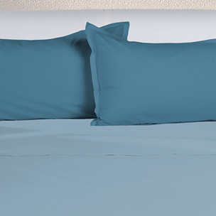 UNO CASA DESIGN Completo Letto Bice 25 Bicolor in Puro Cotone_Matrimoniale_petrolio