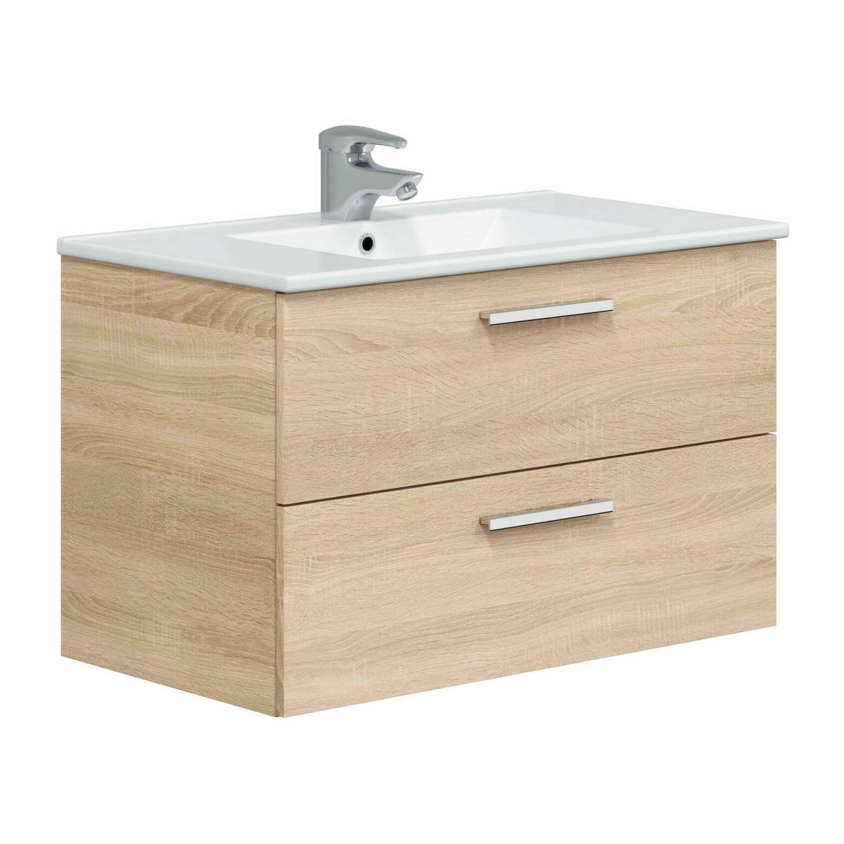Mobile sottolavabo Felix, Mobiletto da bagno, Contenitore porta lavabo, Armadio per lavandino, 80x45 h50 cm, Rovere
