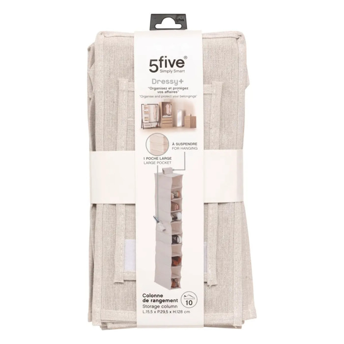 Rangement chaussures "Groomy" 10 cases avec panier beige 128x15,5cm