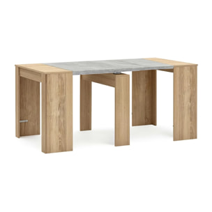 Mesa consola extensible en roble canadian y gris cemento 50-235x90 cm Denis Roble Canadian - Gris Cemento