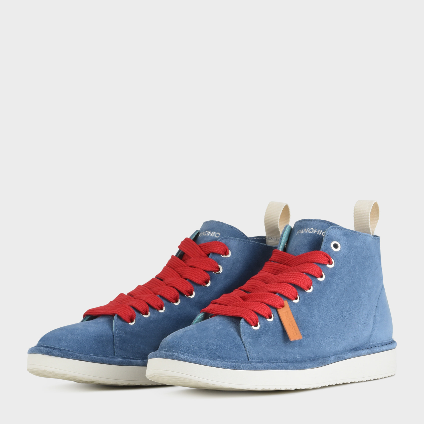 POLACCHINO P01 UOMO IN SUEDE BLUE-ROSSO