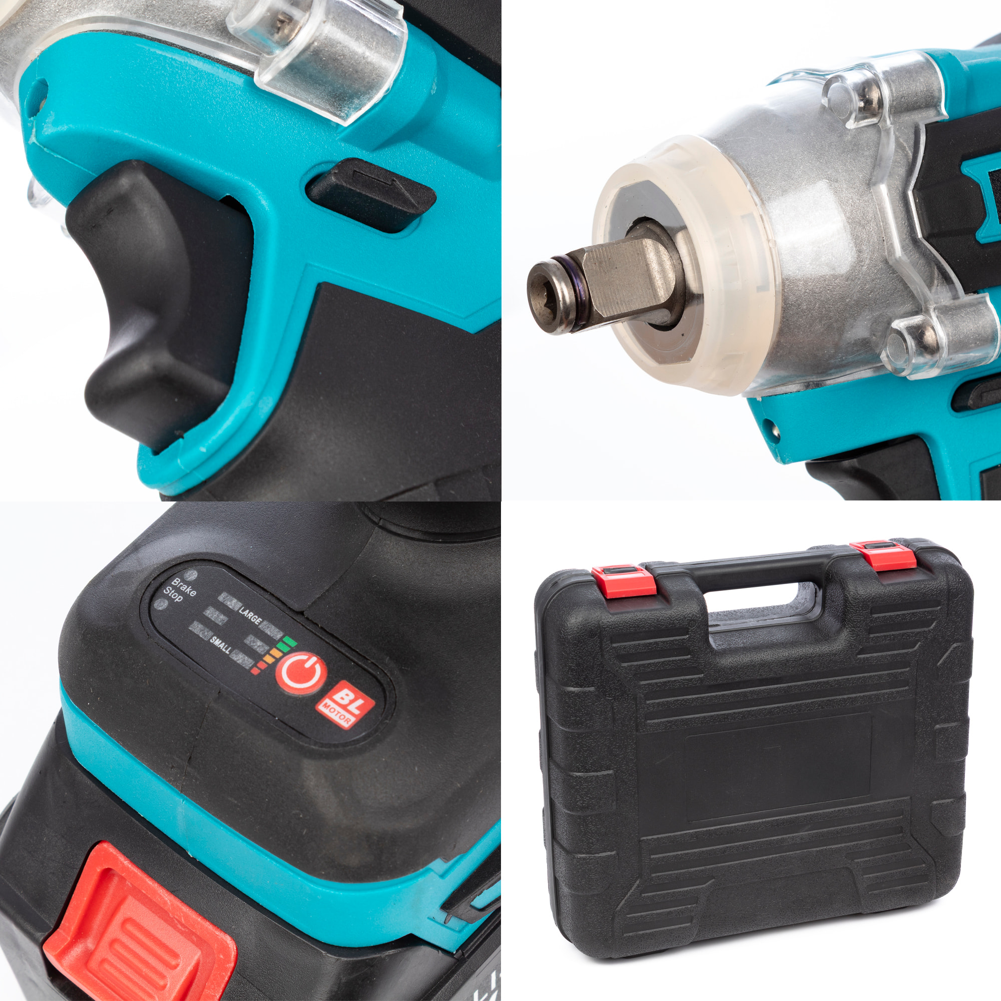 Llave de impacto eléctrica inalámbrica 12V con motor sin escobillas, maletín de transporte y 25 accesorios. 2 baterías de 13.000 mAh.