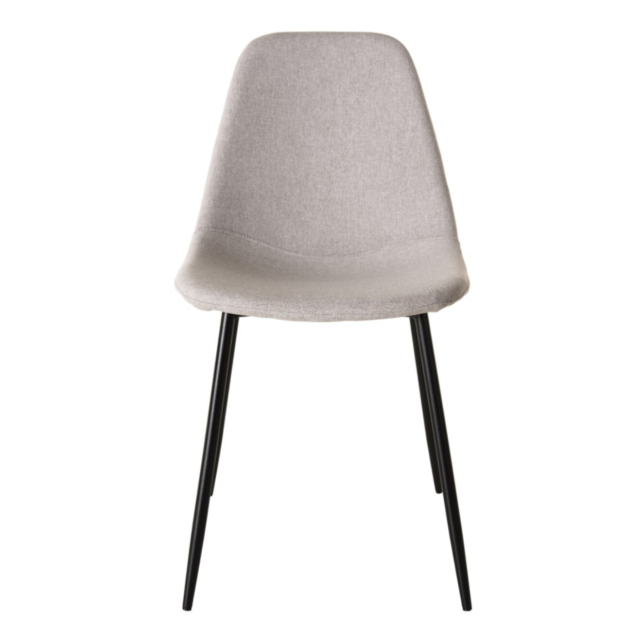 TOM - Lot de 2 chaises tissu blanc écru pieds métal noir