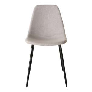 TOM - Lot de 2 chaises tissu blanc écru pieds métal noir