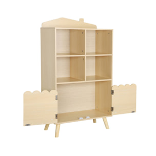 Bibliothèque enfant naturelle 2 portes et 4 étagères