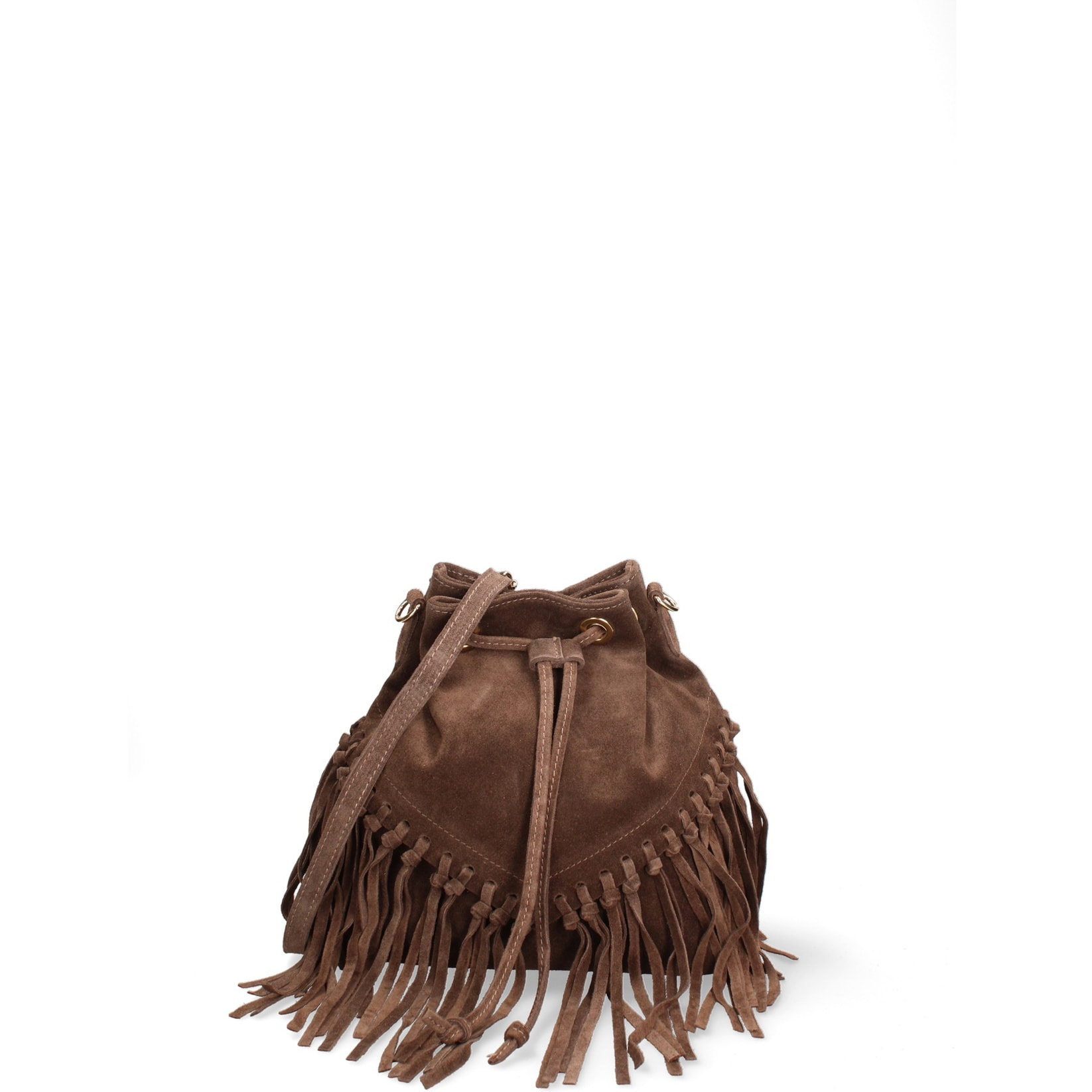 Borsa a secchiello da donna Made in Italy - Modello Umbria Plus - Pelle scamosciata - 25.0 x 22.0 x 13.0 cm