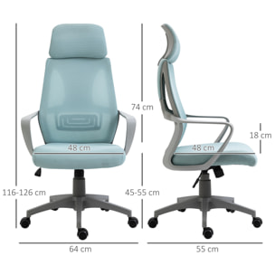 Silla de Oficina Altura Ajustable con Respaldo Azul