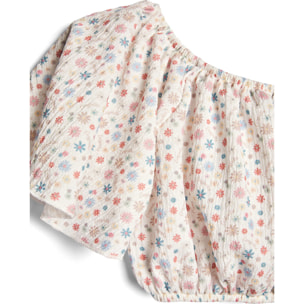 Camiseta de Niña con Escote Elástico Estampado Floral