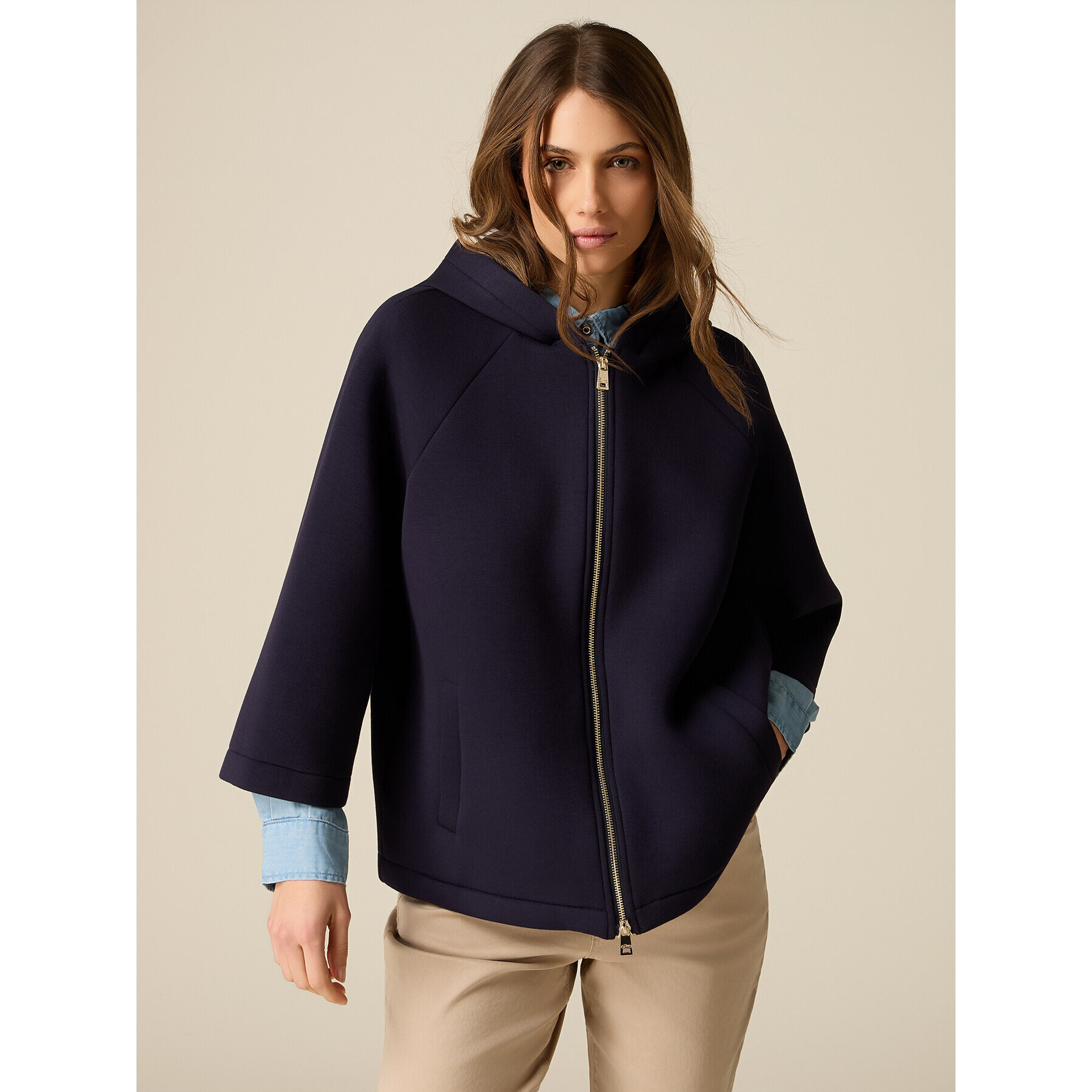 Oltre - Cappa in tessuto scuba - Blu