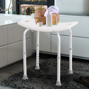 Siège de douche réglable en hauteur tabouret de douche ergonomique pieds antidérapants charge max. 136 Kg alu HDPE blanc