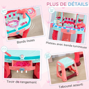 Coiffeuse enfant miroir triptyque avec tabouret effets sons lumières