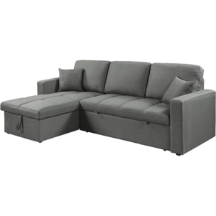 Canapé d'angle convertible/réversible style bubble "Alain" - 3 places - Gris