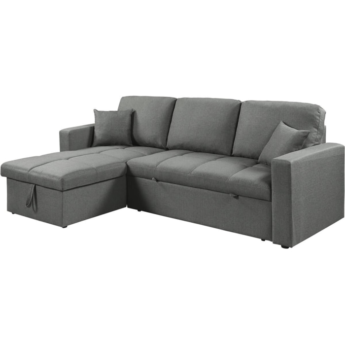 Canapé d'angle convertible/réversible style bubble "Alain" - 3 places - Gris
