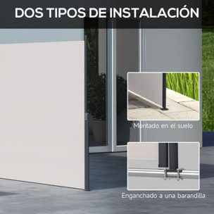 Toldo Lateral Retráctil Pantalla Enrollable Mampara de Privacidad Impermeable y Anti-UV Protege la Privacidad para Jardín Balcón Terraza 300x140 cm Gris Claro