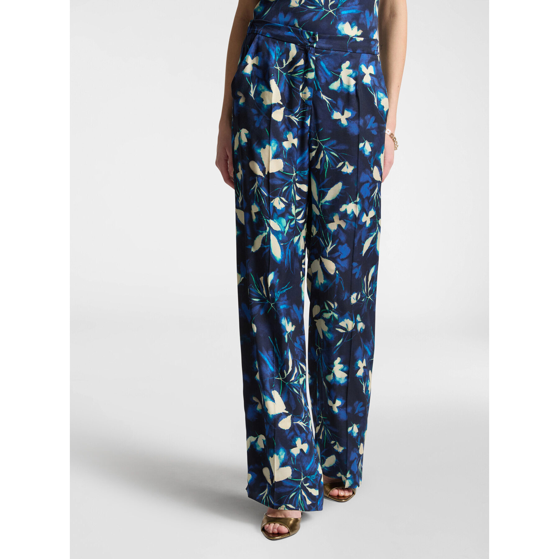 Elena Mirò - Pantalón floral elegante - Azul