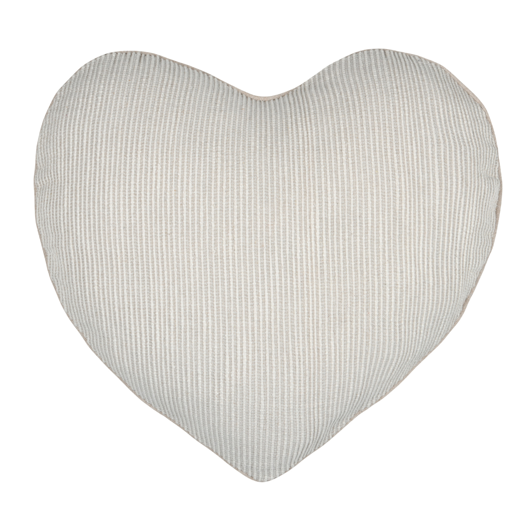 Coussin cœur rayures poly-coton - Naturel
