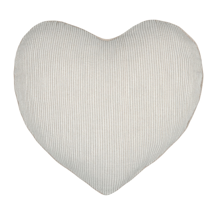 Coussin cœur rayures poly-coton - Naturel