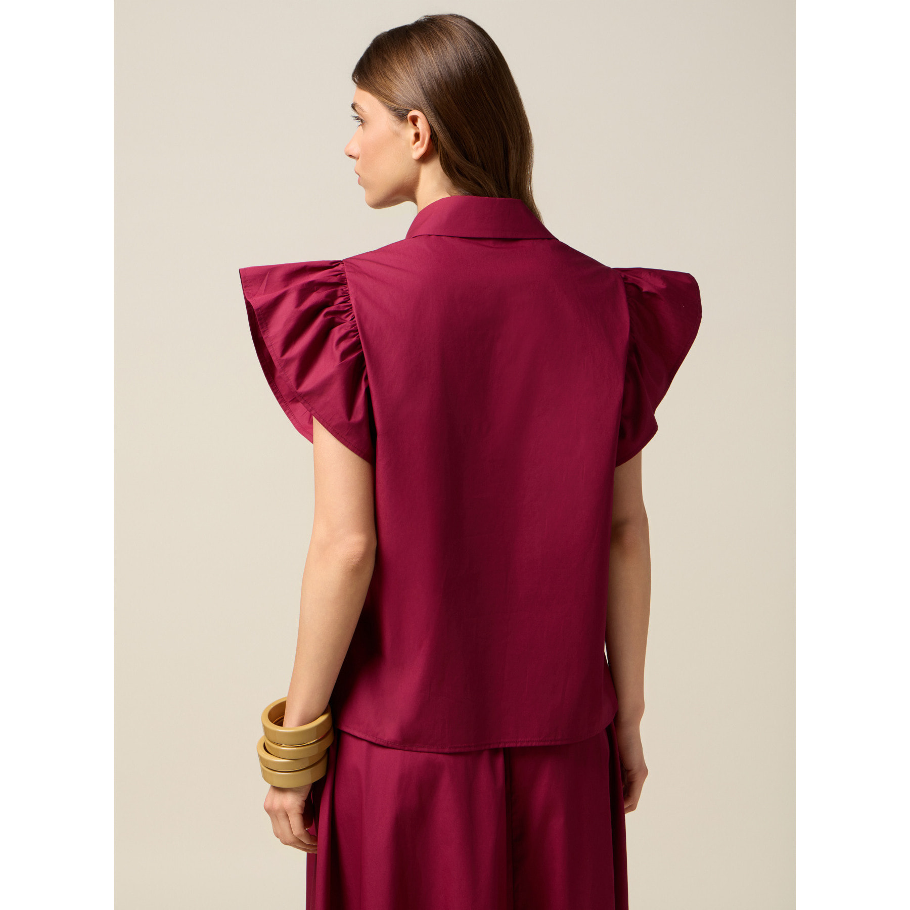 Oltre - Camisa con mangas de aleta - Burgundy
