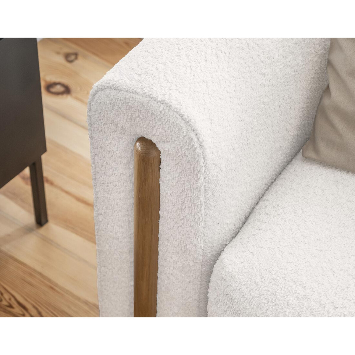 Glendale - canapé droit 3 places - convertible avec coffre - en tissu bouclette - Beige