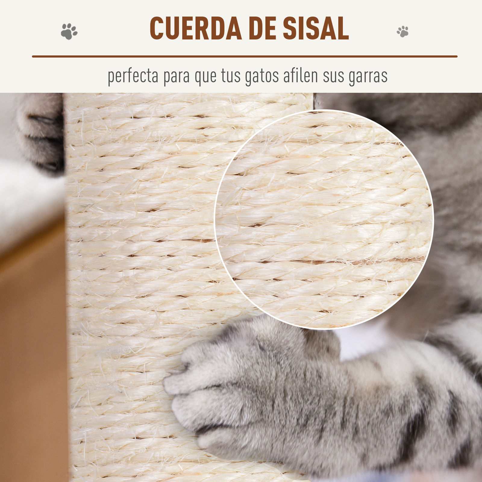 Rascador árbol para Gatos de Felpa 31x31x58cm Gris y Crema