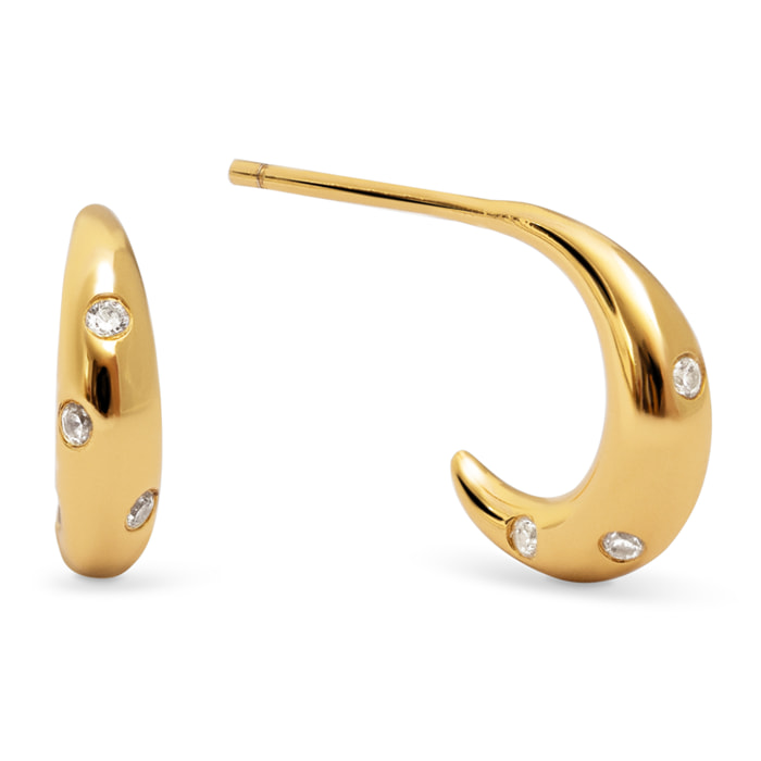 Orecchini Mini Luna Argento Placcato Oro