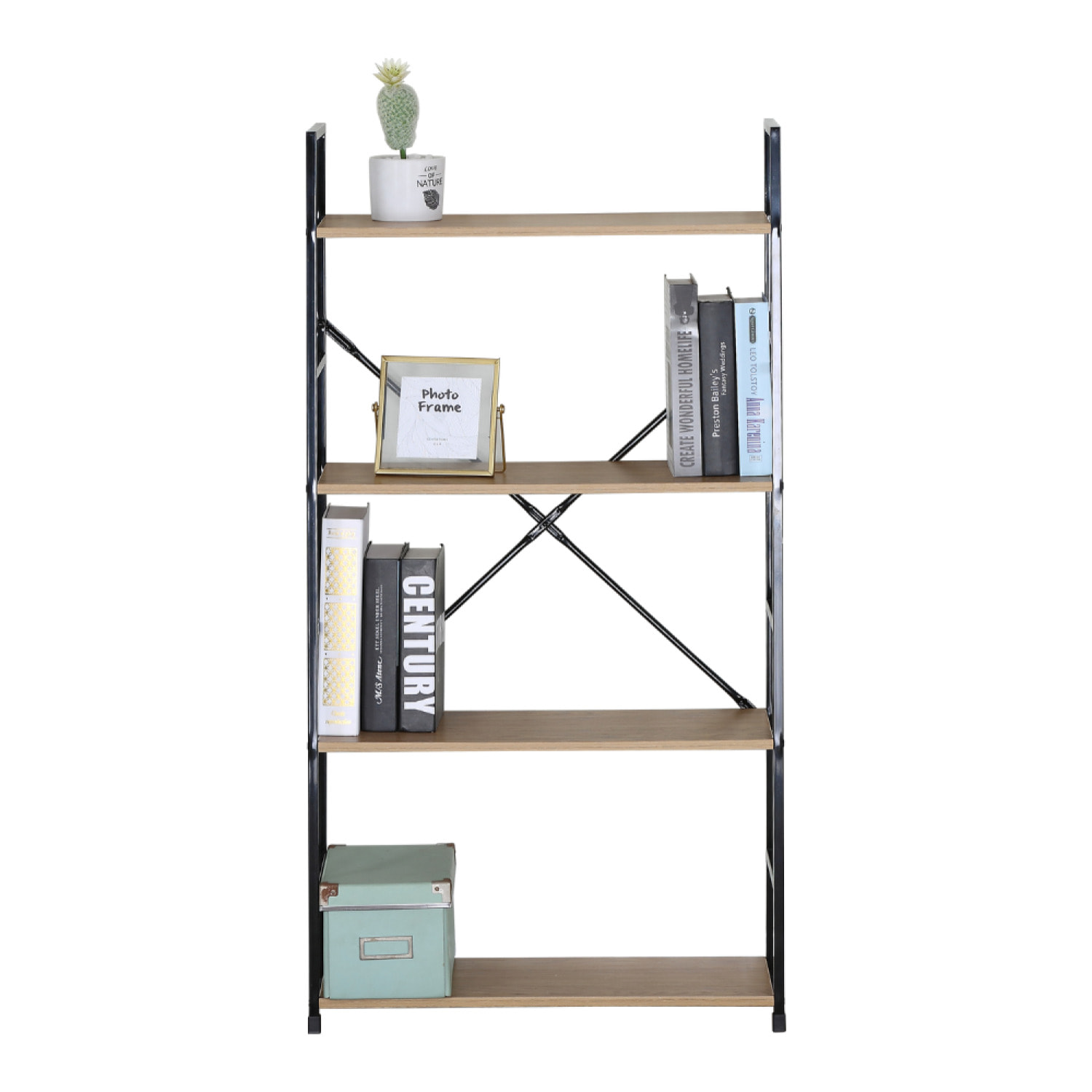 Etagère 4 rangements 112 cm bois et noir MALIKA