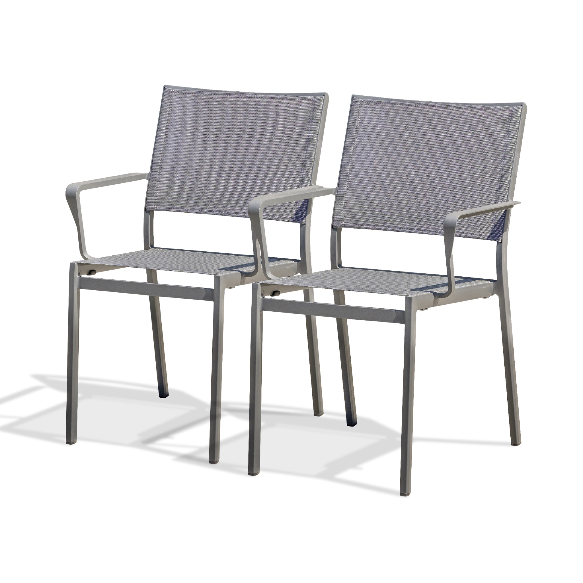 STOCKHOLM - Lot de 2 fauteuils de jardin en aluminium et toile plastifiéee