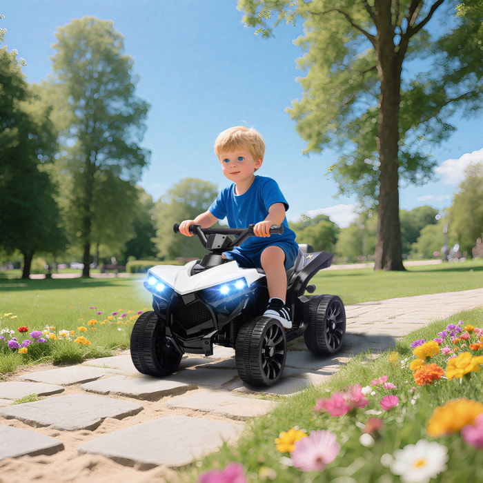 Quad Eléctrico para Niños 6 V, Quad para Niños de 37 a 72 Meses, Velocidad hasta 3â€¯km/h, con Faros y Música, Blanco