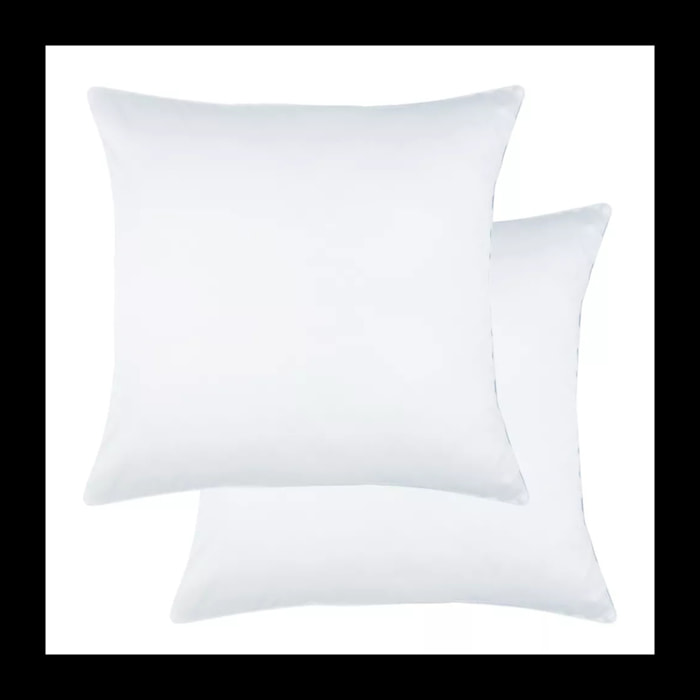 Lot de 2 taies satin de coton uni blanc Ava uni blanc