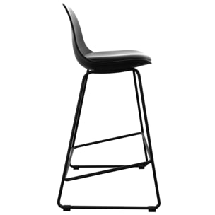 Chaise de bar mi-hauteur Leni noire 65 cm (lot de 2)