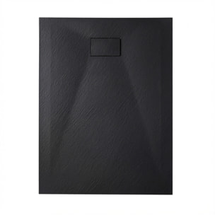 Essential 140x90 cm receveur de douche rectangulaire à poser SMC avec surface effet pierre, noir (CERAES14090B)