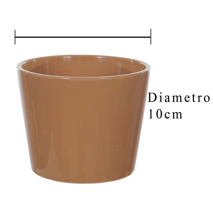 Vaso Cachepot In Ceramica. Larghezza 10 Cm - Pezzi 12 - 10X8,5X10cm - Colore: Marrone - Bianchi Dino - Ceramica