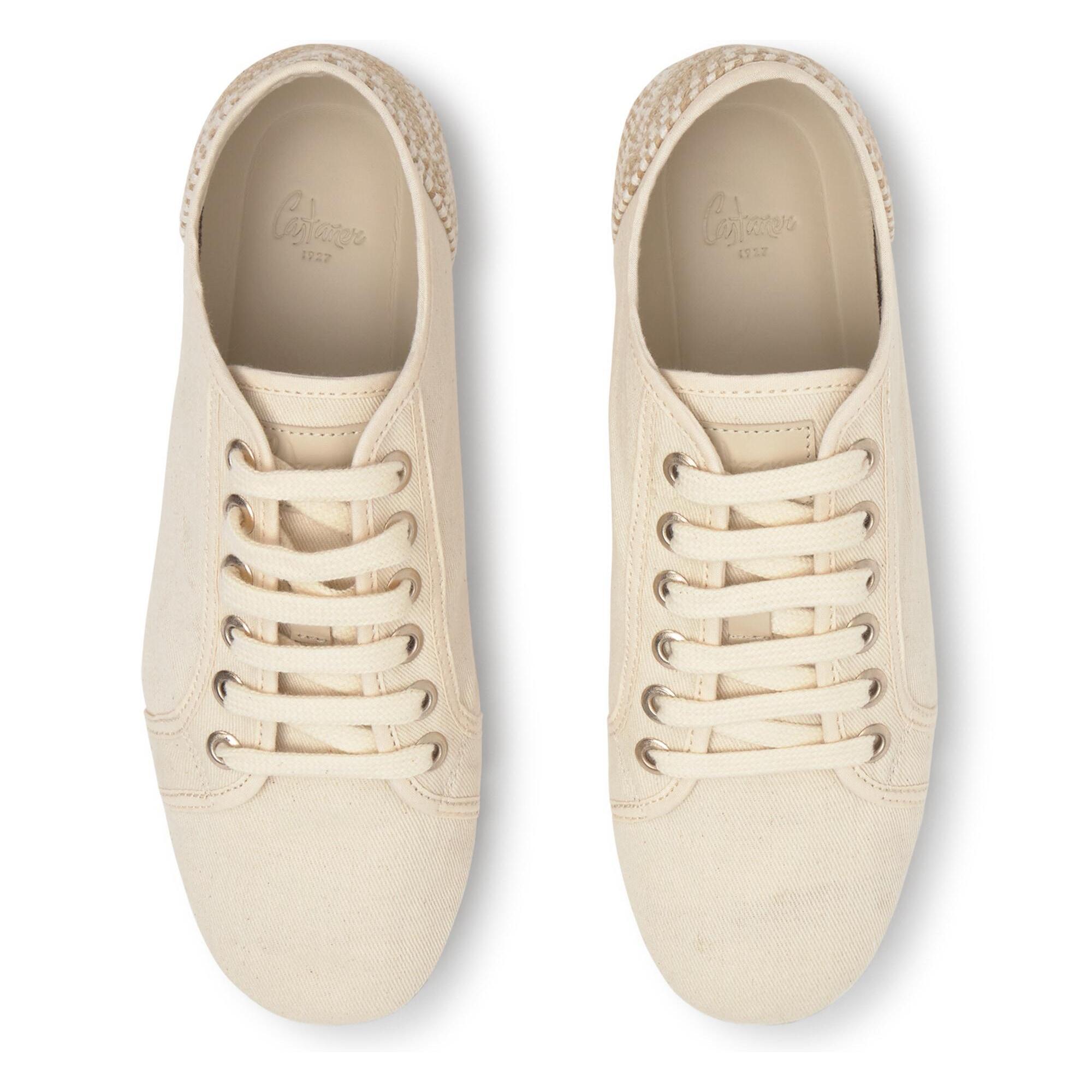 Sneaker Lexi plana en algodón con talonera de yute y cierre de cordones
