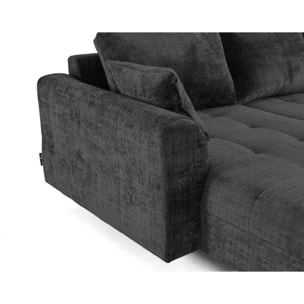 Rune - canapé panoramique d'angle droit 7 places en velours texturé - Gris Anthracite
