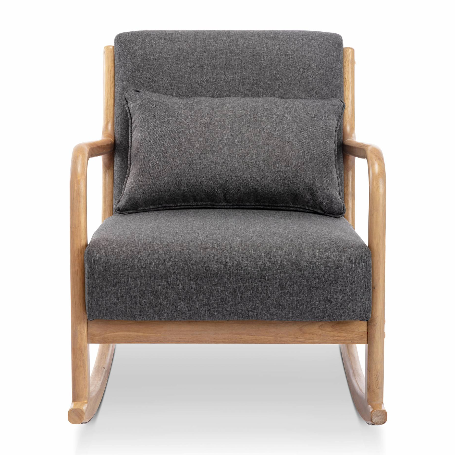 Fauteuil à bascule design en bois et tissu. 1 place. rocking chair scandinave. gris foncé