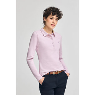 Polo color lavanda de manga larga de algodón y bordado Rigby Best