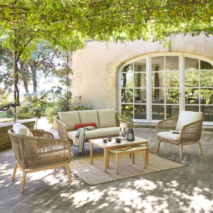 Salon de jardin "Orissa" Taupe 5 places en polyester et acier