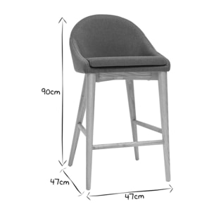 Tabourets de bar scandinaves en tissu beige et frêne massif H66.5 cm (lot de 2) DALIA