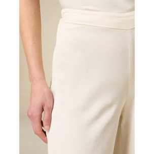 Oltre - Pantalones wide leg de tejido vaporoso - Blanco