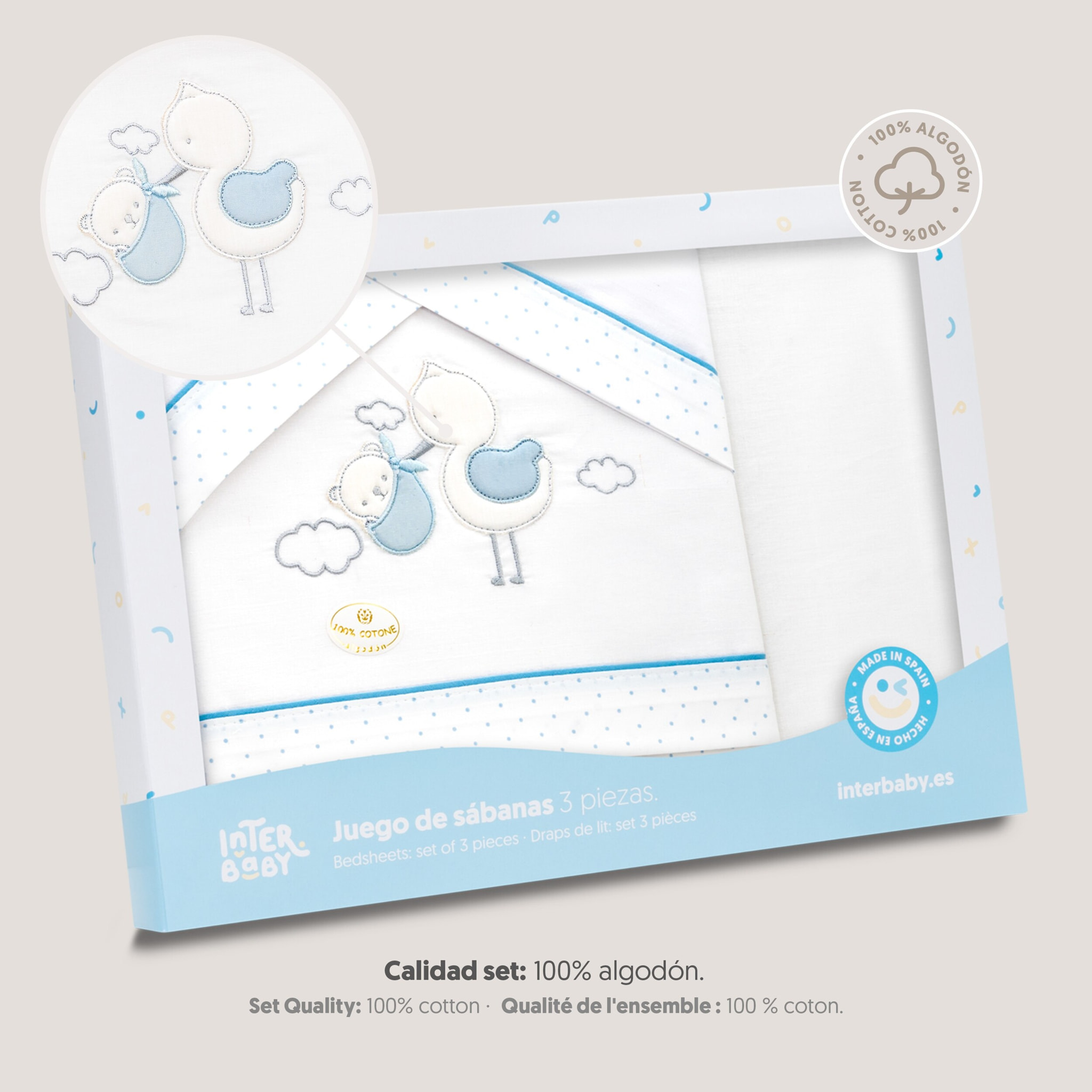 Triptico Minicuna Cigueña Oso Bco/Azul