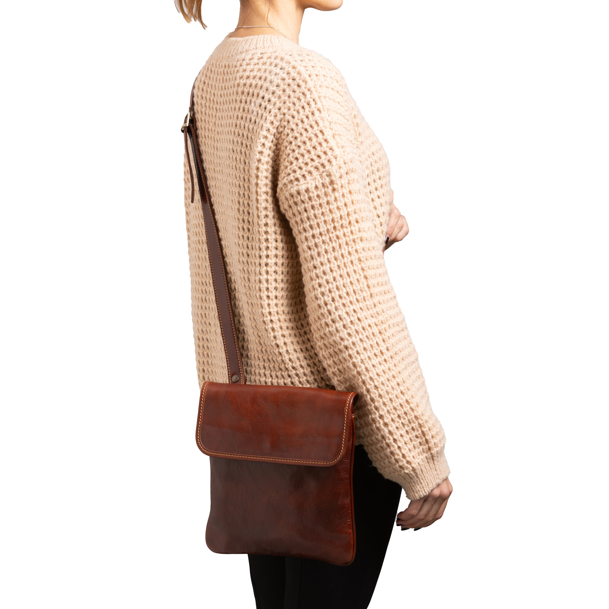 Borsa a tracolla  da uomo In Vera pelle Made in Italy 25x23x4 cm