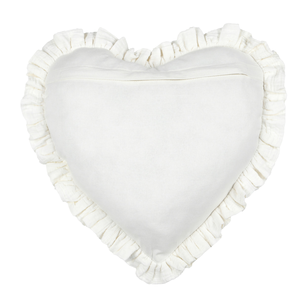 Coussin cœur en coton à volant froncé - Ecru
