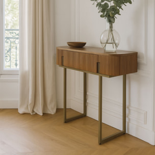 Console en effet noyer avec pieds en métal  SELMA