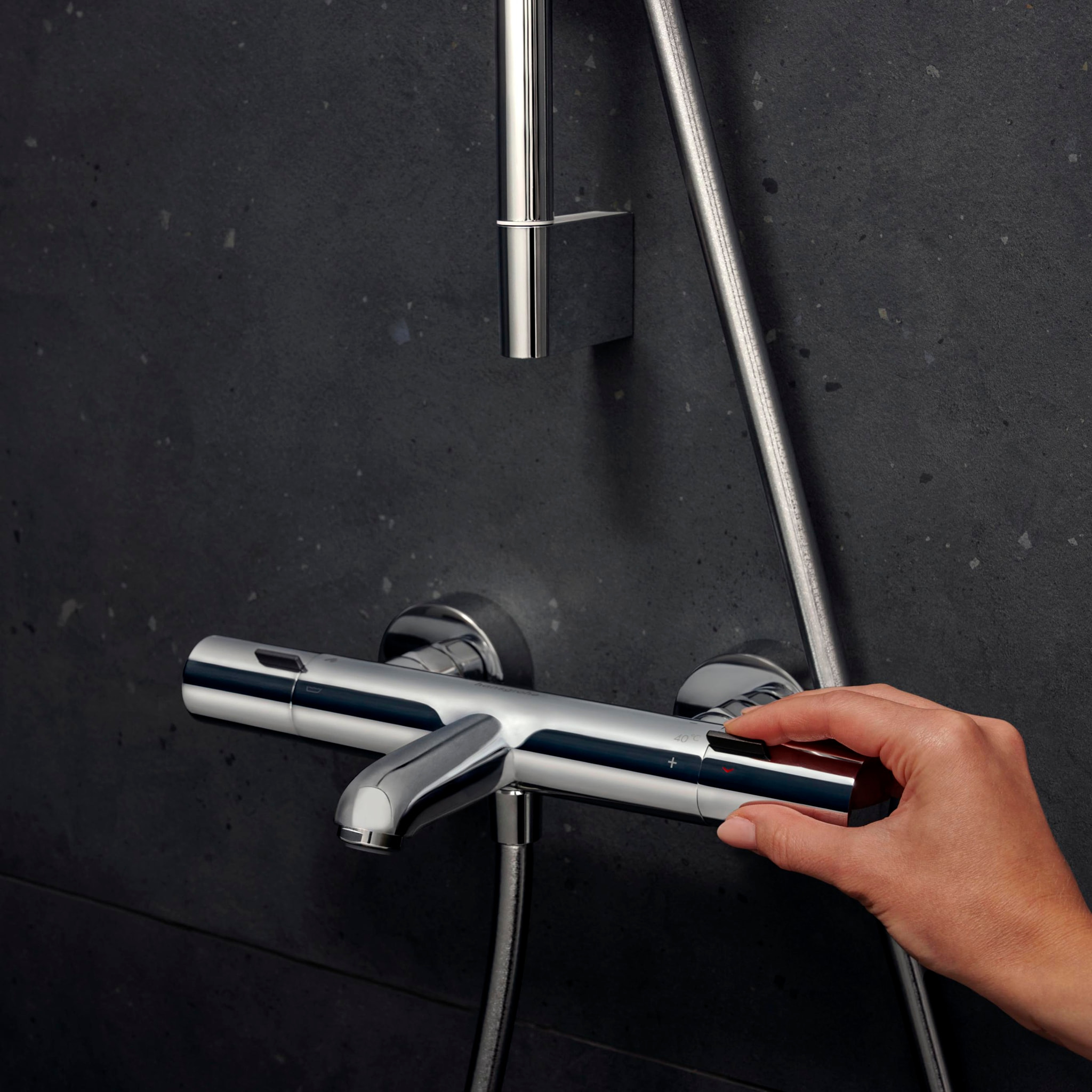 Mitigeur thermostatique bain/douche C3 Ecostat Fine, Chromé