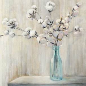 Affiche Bouquet et fleurs de coton Affiche + cadre en bois - Noir