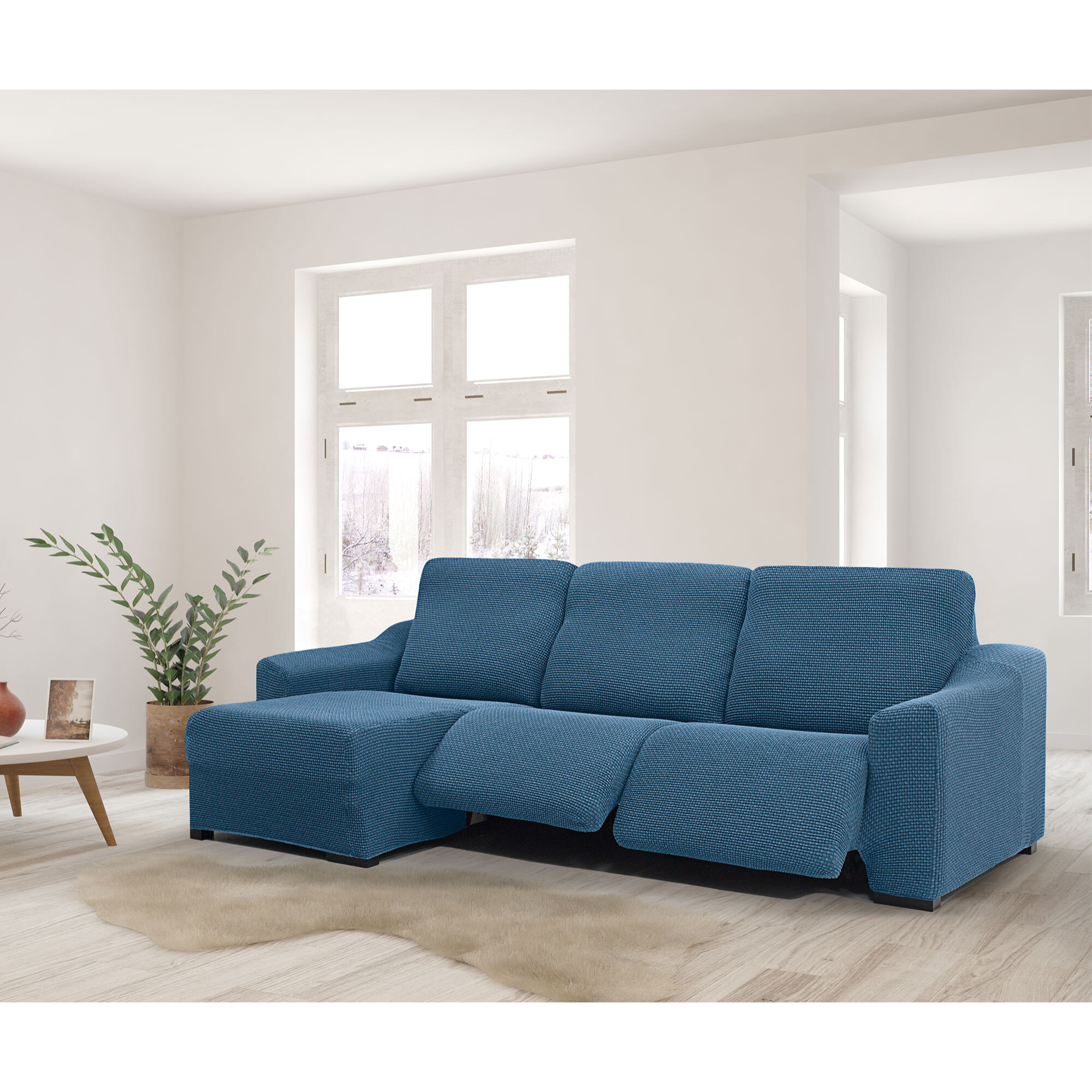 Funda para Chaise Longue izquierda (visto de frente ) brazo corto SÚPER ELÁSTICA con RELAX modelo HELENA